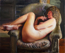 Naked woman in armchair. Обнаженная в кресле.
